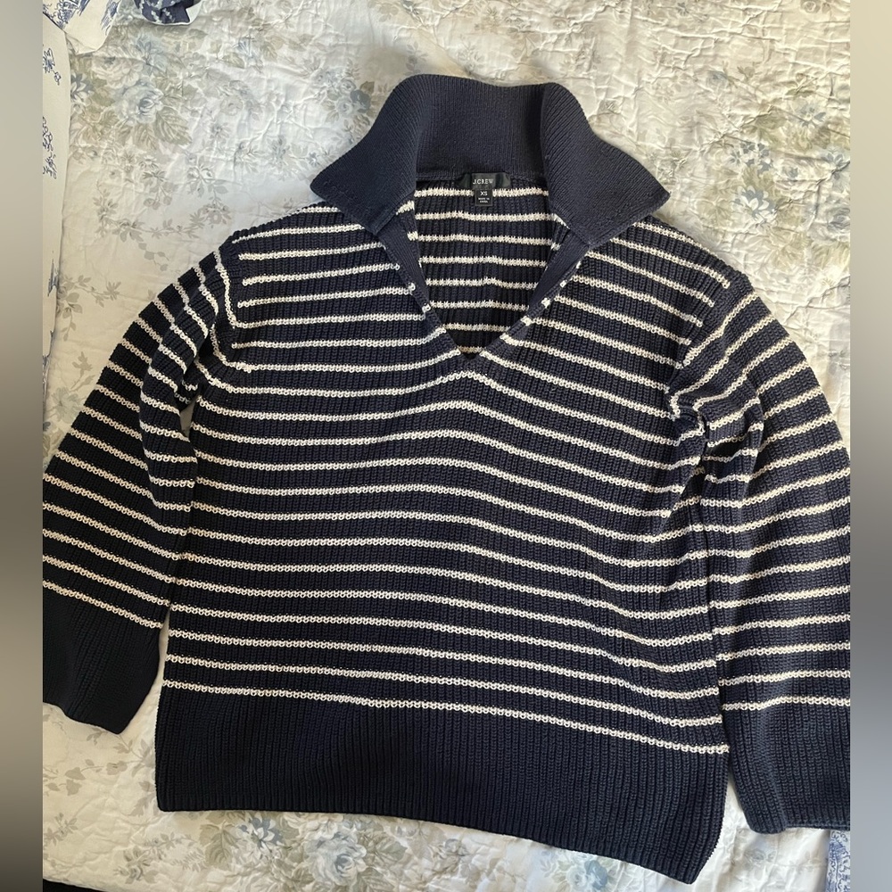 J. Crew Navy and White Striped Sweater